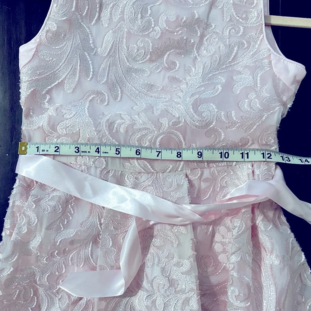 Monsoon dress party dress shimmery fabric, lined, belt & bow size 11